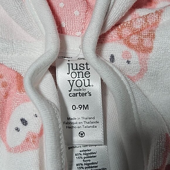 Carters Baby Pink Owl Hooded Bathrobe Size 0-9 Months Soft Terry Cloth Bath Cozy - Picture 5 of 6